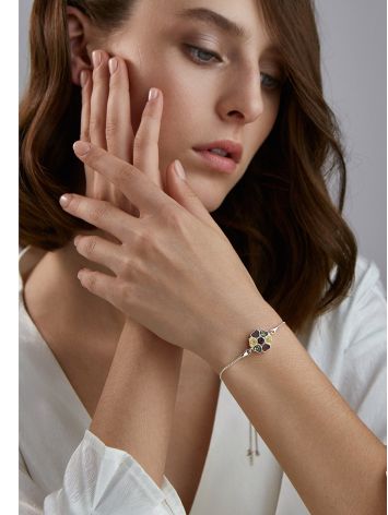 Dainty Silver Bracelet With Amber, image , picture 3