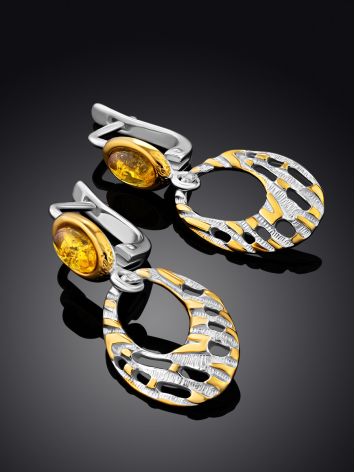 Fashionable Lemon Colored Amber Dangle Earrings, image , picture 2