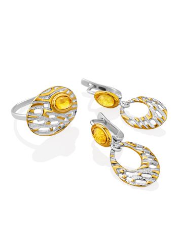 Fashionable Lemon Colored Amber Dangle Earrings, image , picture 4