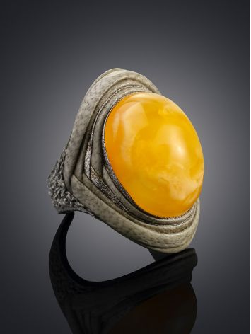 Gorgeous Ethnic Style Amber In Leather Ring, Ring Size: Adjustable, image , picture 2