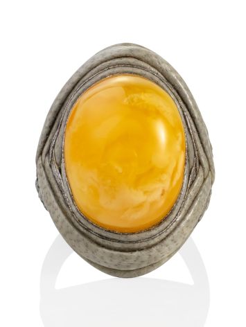 Gorgeous Ethnic Style Amber In Leather Ring, Ring Size: Adjustable, image , picture 3