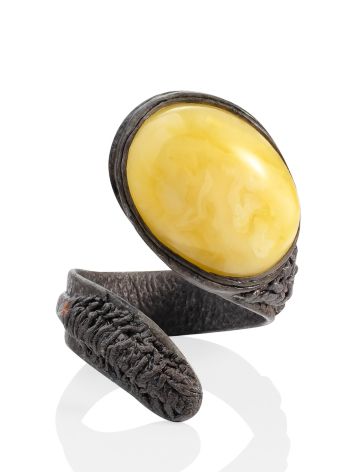 Designer Leather Ring With Amber, Ring Size: Adjustable, image , picture 3