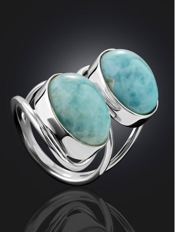 Boho Style Larimar Ring The Bella Terra, Ring Size: Adjustable, image , picture 2