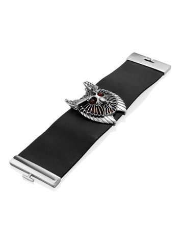 Rock Style Leather Bracelet With Owl Motif Detail, image , picture 4