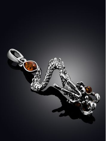 Silver Dragon Pendant With Amber, image , picture 2