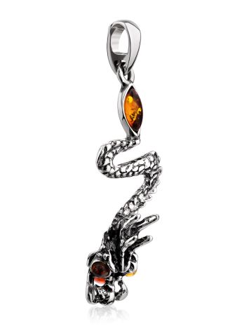 Silver Dragon Pendant With Amber, image , picture 4
