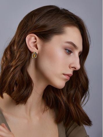 Luminous Amber Flower Earrings, image , picture 4