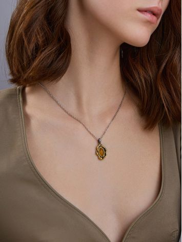 Luminous Amber Flower Pendant, image , picture 4