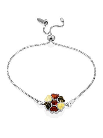 Dainty Silver Bracelet With Amber, image 
