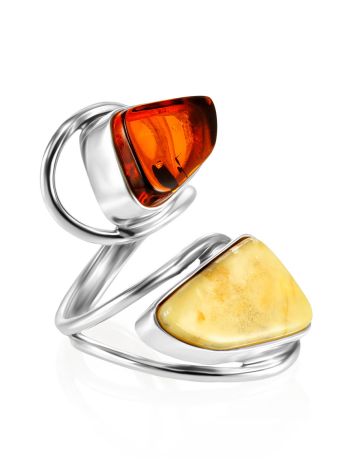 Boho Chic Amber Ring The Bella Terra, Ring Size: Adjustable, image 