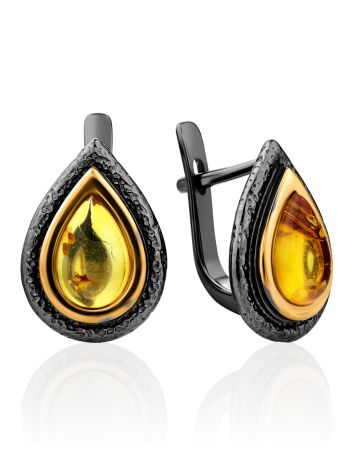 Classy Drop Shaped Amber Earrings, image 