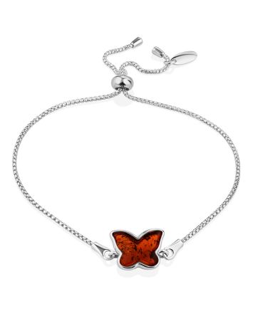 Chic Butterfly Motif Amber Slider Bracelet, image 