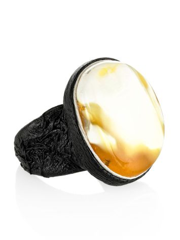 Exclusive Amber In Leather Ring, Ring Size: Adjustable, image 