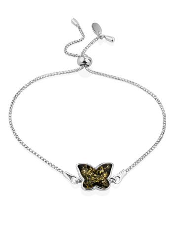 Cute Butterfly Motif Amber Slider Bracelet, image 