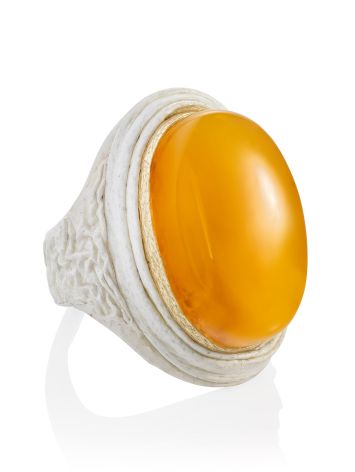 Amber In Leather Statement Ring, Ring Size: Adjustable, image 