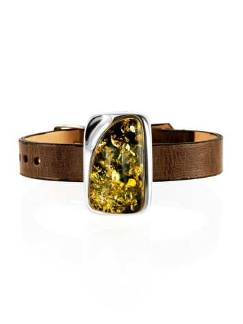 Grunge Style Leather And Amber Bracelet, image 