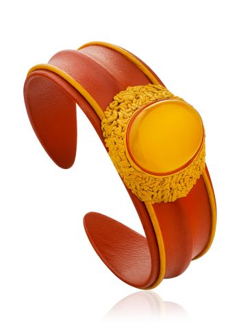 Boho Chic Leather And Amber Bracelet, image 