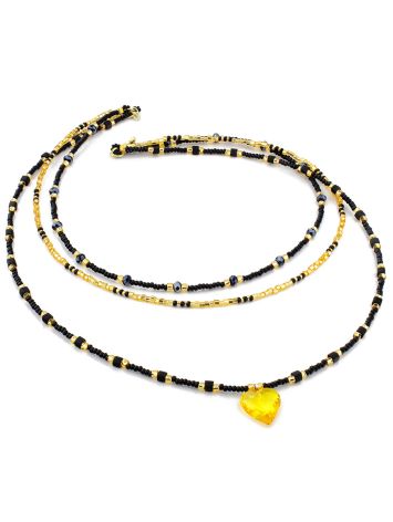 Multilayer Beaded Necklace With Amber Heart The Link, image , picture 4