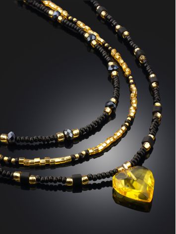 Multilayer Beaded Necklace With Amber Heart The Link, image , picture 2
