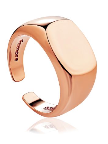 Rose Gold Plated Statement Signet Ring The ICONIC, Ring Size: Adjustable, image 