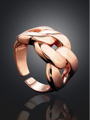 Chunky Chain Design Rose Gold Plated Ring The ICONIC, Ring Size: Adjustable, image , picture 2