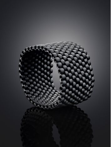 Matte Dark Grey Beaded Ring The Link, Ring Size: 5.5 / 16, image , picture 2