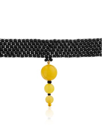 Designer Beaded Choker With Amber Pendant The Link, image 