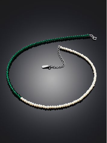 Stunning Pearl Choker Necklace With Green Spinel The Link, image , picture 2