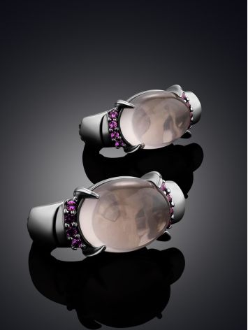 Ultra Feminine Pink Quartz Earrings, image , picture 2