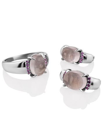 Ultra Feminine Pink Quartz Earrings, image , picture 4