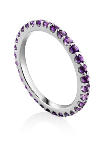 Trendy 32 Amethysts Infinity Ring, Ring Size: 8.5 / 18.5, image 