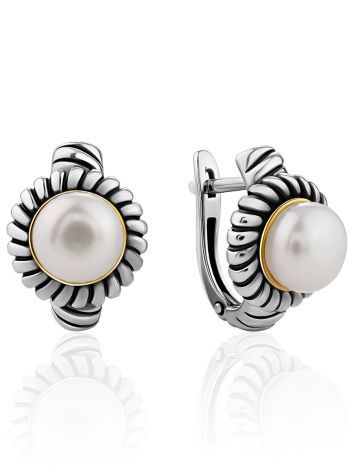 Contemporary Design Pearl Earrings, image 