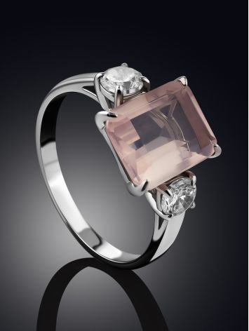 Geometric Design Pink Quartz Ring, Ring Size: 8 / 18, image , picture 2
