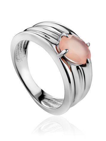 Glossy Peach Colored Quartz Ring, Ring Size: 8.5 / 18.5, image 