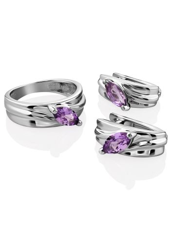 Lilac Marquise Cut Amethyst Ring, Ring Size: 6 / 16.5, image , picture 5