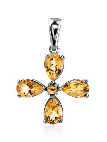 Elegant Cross Motif Citrine Pendant, image 