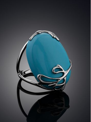 Gorgeous Synthetic Turquoise Cocktail Ring, Ring Size: 8.5 / 18.5, image , picture 2