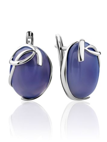 Glossy Lilac Colored Chalcedony Earrings, image 