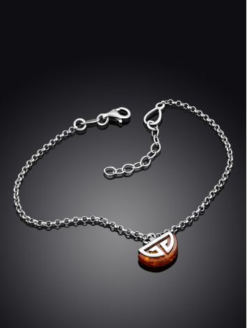 Chain Bracelet With Luminous Amber Charm, Length: 17, image , picture 2