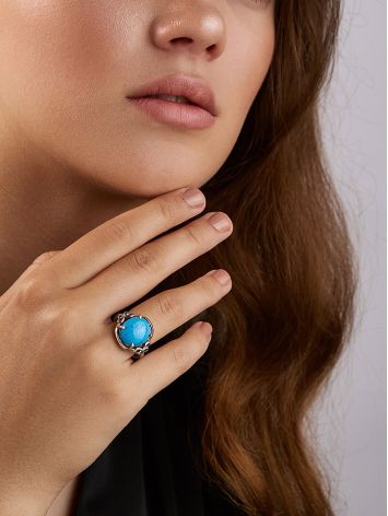 Baroque Design Synthetic Turquoise Ring, Ring Size: 7 / 17.5, image , picture 3