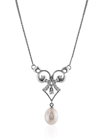 Gorgeous Pearl Necklace With Crystals, image 