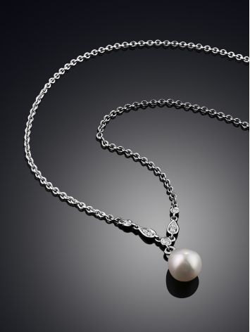 Classy Pearl Necklace With Crystals, image , picture 2