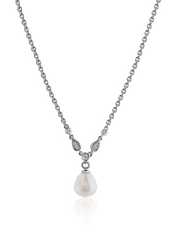 Classy Pearl Necklace With Crystals, image 