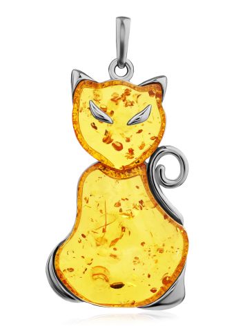 Cute Amber Cat Pendant, image 
