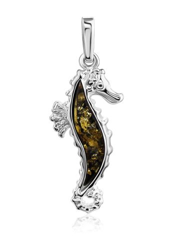 Tiny Amber Seahorse Pendant, image 