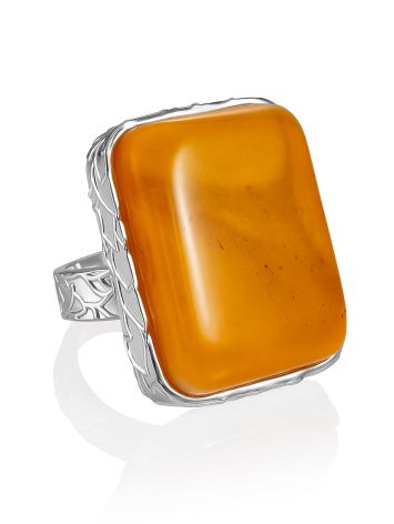 Natural Baltic Amber Statement Ring The Bella Terra, Ring Size: Adjustable, image 