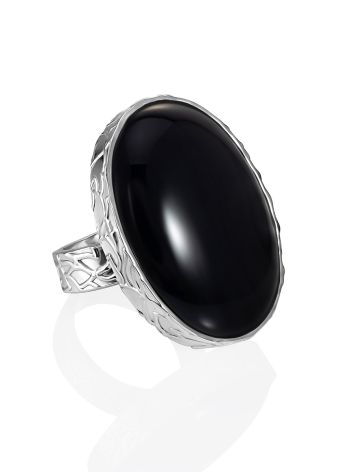 Dramatic Black Agate Ring The Bella Terra, Ring Size: Adjustable, image 