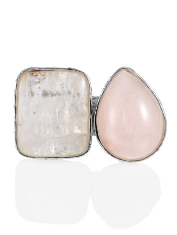 Ultra Chic Adjustable Ring With Pink Quartz And Natrolite The Bella Terra, Ring Size: Adjustable, image , picture 4