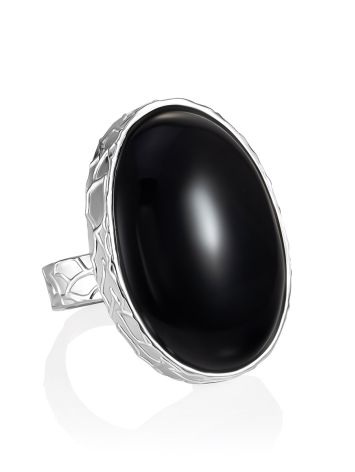 Bold Black Agate Cocktail Ring The Bella Terra, Ring Size: Adjustable, image 