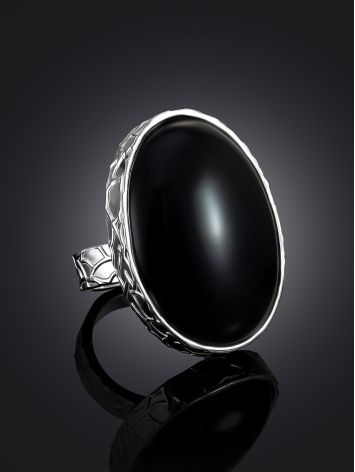 Bold Black Agate Cocktail Ring The Bella Terra, Ring Size: Adjustable, image , picture 2